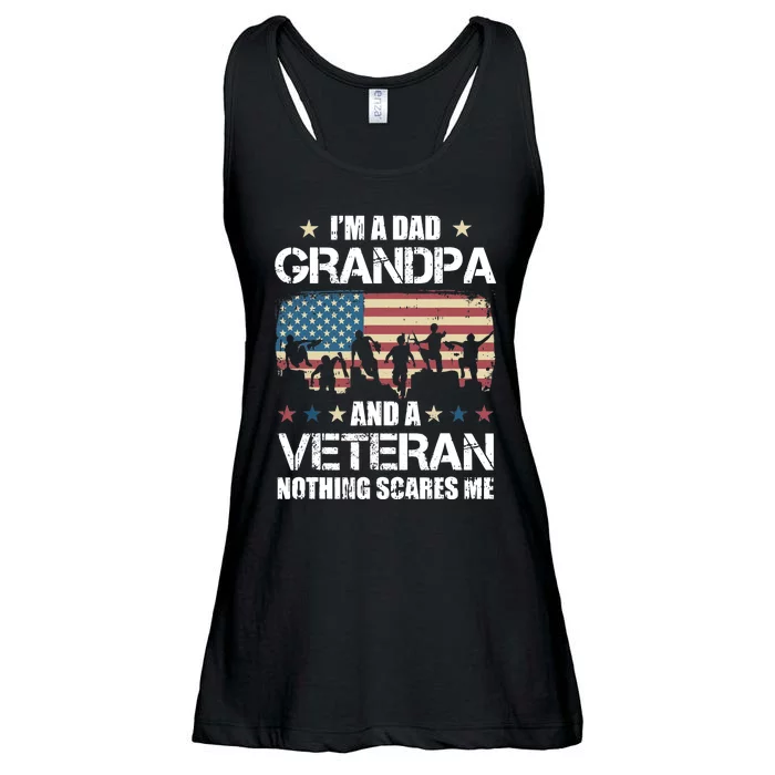 Im A Dad Grandpa Veteran Nothing Scares Me Grandfather Gift Ladies Essential Flowy Tank