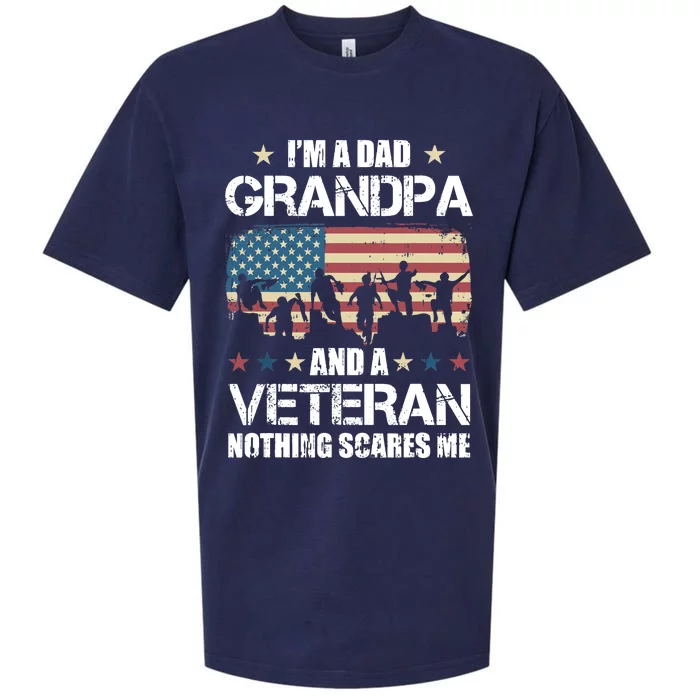 Im A Dad Grandpa Veteran Nothing Scares Me Grandfather Gift Sueded Cloud Jersey T-Shirt