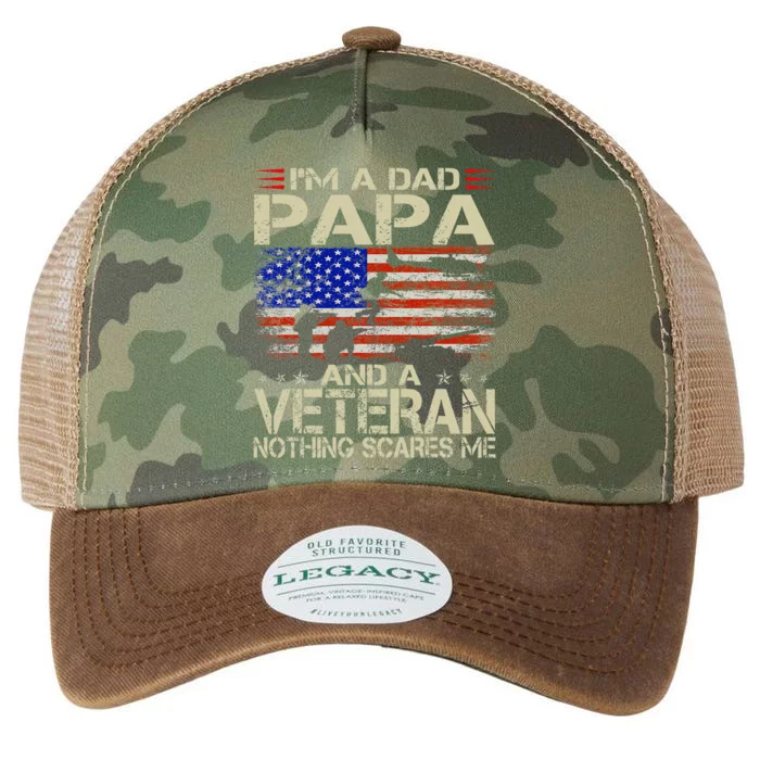 IM A Dad Papa And Veteran Funny Retro Dad Papa Grandpa Legacy Tie Dye Trucker Hat