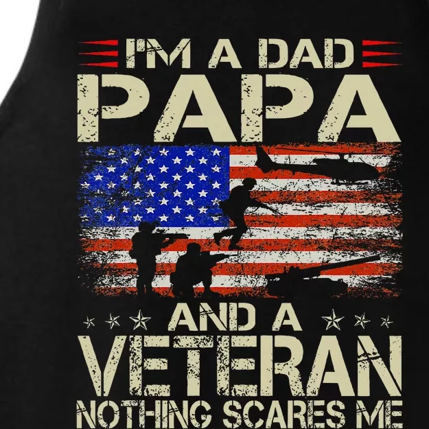 IM A Dad Papa And Veteran Funny Retro Dad Papa Grandpa Ladies Tri-Blend Wicking Tank