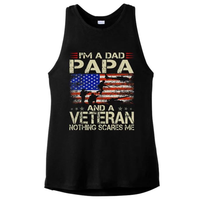 IM A Dad Papa And Veteran Funny Retro Dad Papa Grandpa Ladies Tri-Blend Wicking Tank