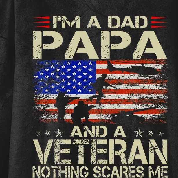 IM A Dad Papa And Veteran Funny Retro Dad Papa Grandpa Hooded Wearable Blanket