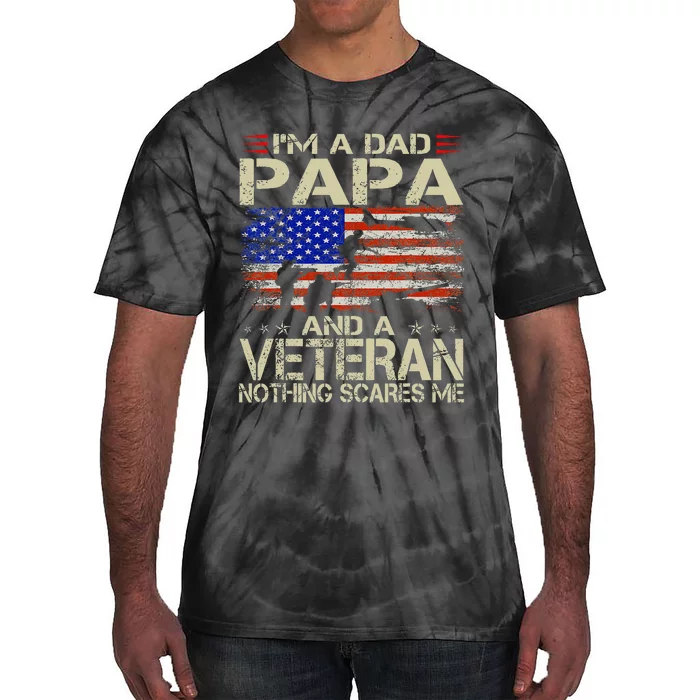 IM A Dad Papa And Veteran Funny Retro Dad Papa Grandpa Tie-Dye T-Shirt