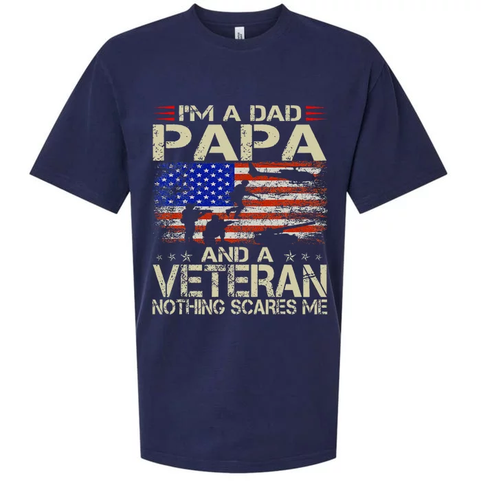 IM A Dad Papa And Veteran Funny Retro Dad Papa Grandpa Sueded Cloud Jersey T-Shirt