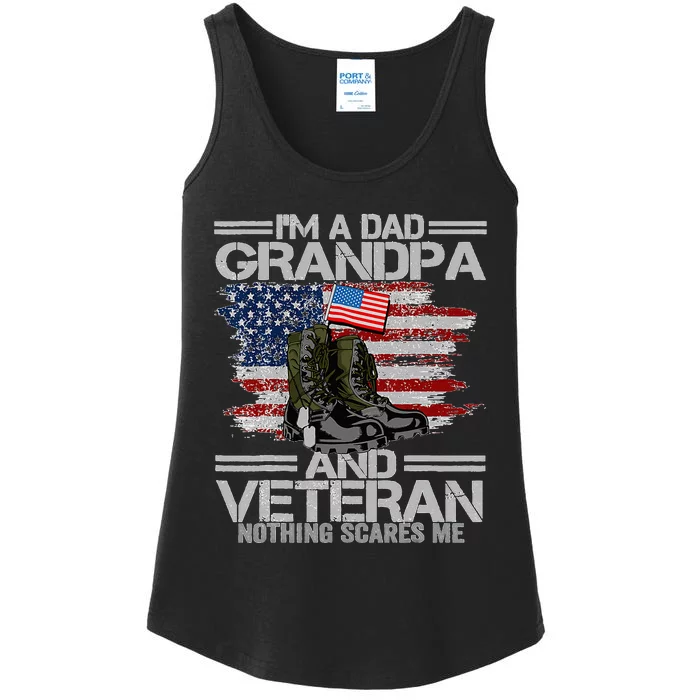 I'm A Dad Grandpa Veteran Nothing Scares me Father's Day Ladies Essential Tank