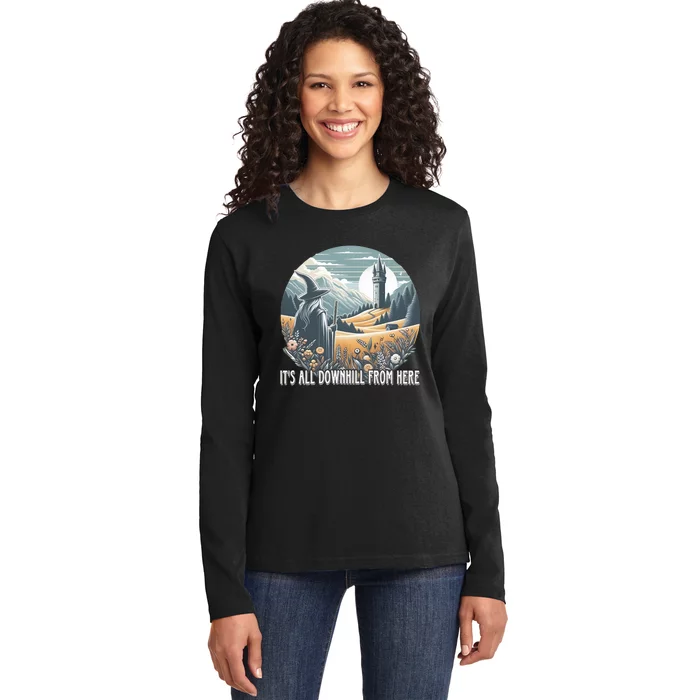 It’S All Downhill From Here Wizard Ladies Long Sleeve Shirt