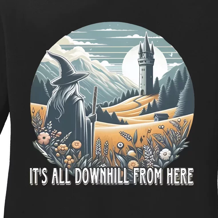 It’S All Downhill From Here Wizard Ladies Long Sleeve Shirt