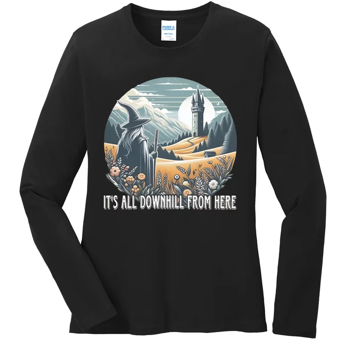 It’S All Downhill From Here Wizard Ladies Long Sleeve Shirt