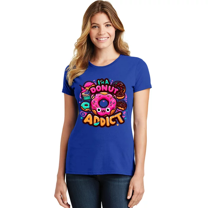 Im A Donut Addict Pink Chocolate Sprinkle Glazed Donut Meaningful Gift Women's T-Shirt