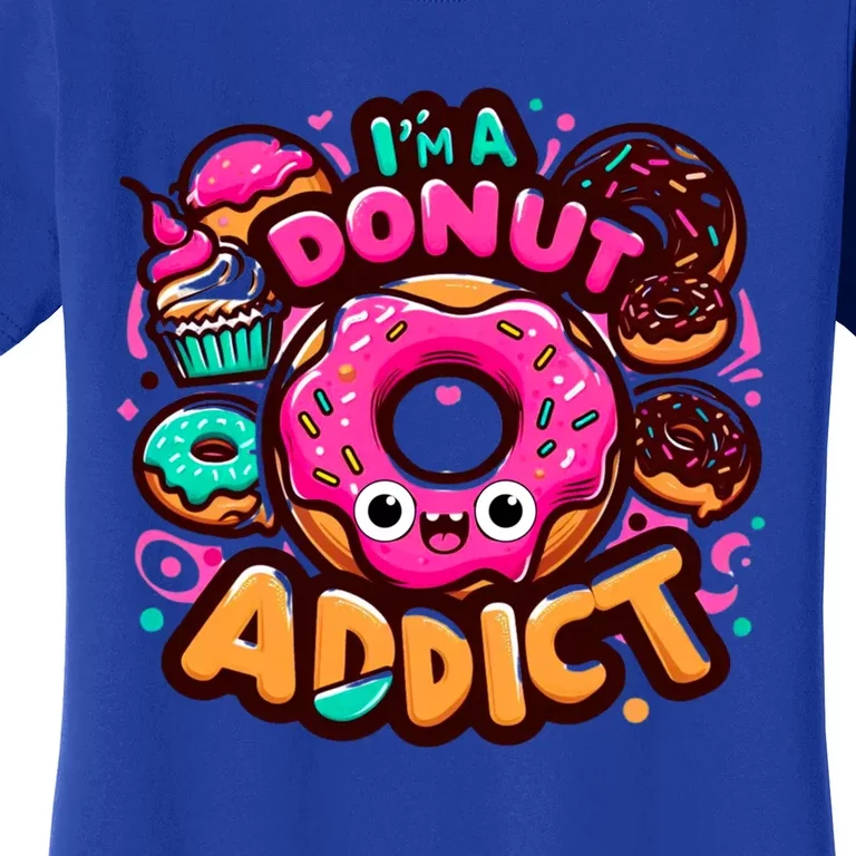 Im A Donut Addict Pink Chocolate Sprinkle Glazed Donut Meaningful Gift Women's T-Shirt