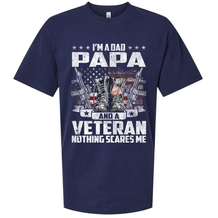 I'm A Dad Papa And A Veteran Nothing Scares Me Fathers Day Gift Sueded Cloud Jersey T-Shirt