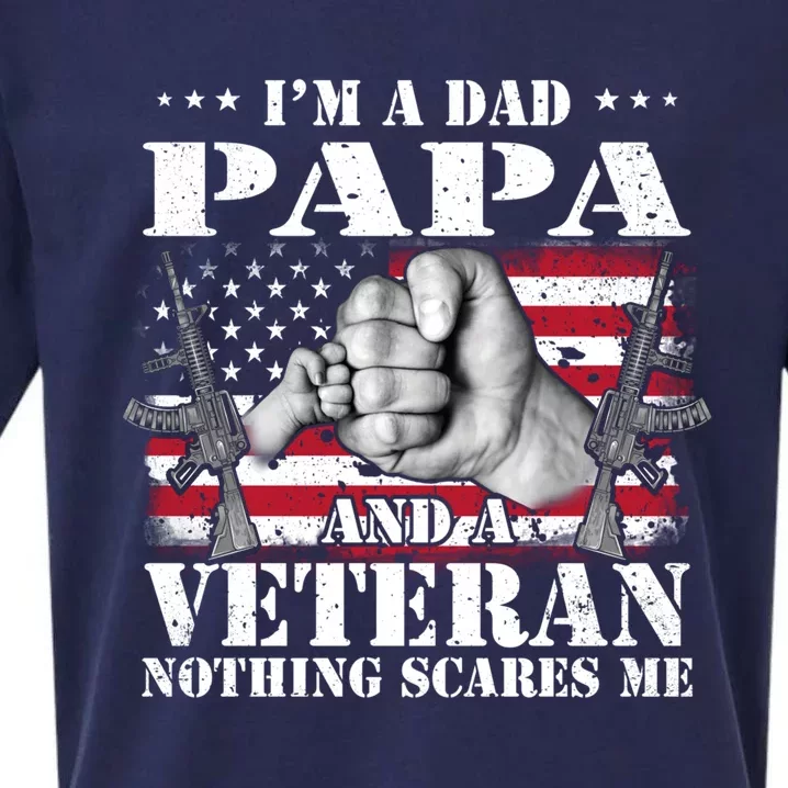 I'm A Dad Papa And A Veteran Nothing Scares Me Flag Hands Gift Sueded Cloud Jersey T-Shirt