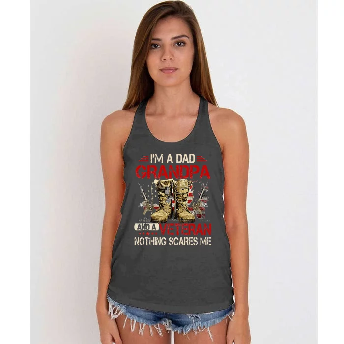 Im A Dad Grandpa And A Veteran American Flag Gists For Dad Women's Knotted Racerback Tank