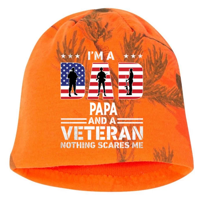 I'm A Dad Papa And A Veteran Gift Flag Usa Father's Day Gift Kati - Camo Knit Beanie