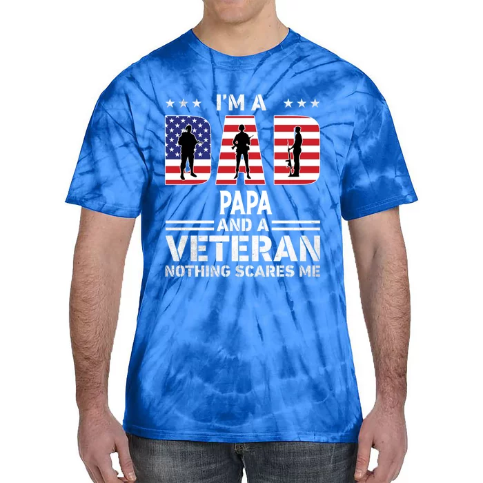 I'm A Dad Papa And A Veteran Gift Flag Usa Father's Day Gift Tie-Dye T-Shirt