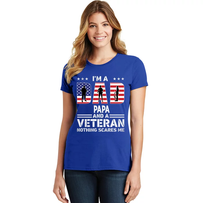 I'm A Dad Papa And A Veteran Gift Flag Usa Father's Day Gift Women's T-Shirt