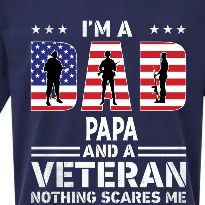 I'm A Dad Papa And A Veteran Gift Flag Usa Father's Day Gift Sueded Cloud Jersey T-Shirt