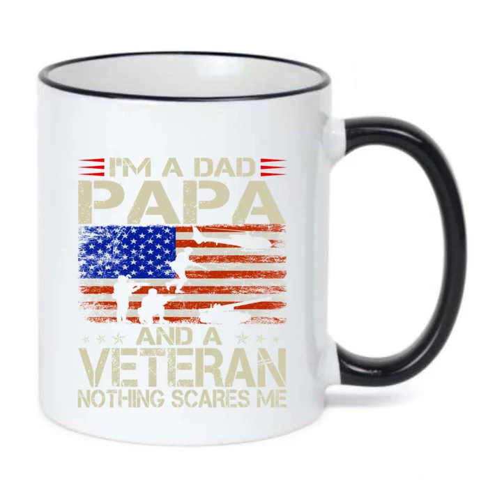 IM A Dad Papa And Veteran Funny Retro Dad Papa Grandpa Black Color Changing Mug