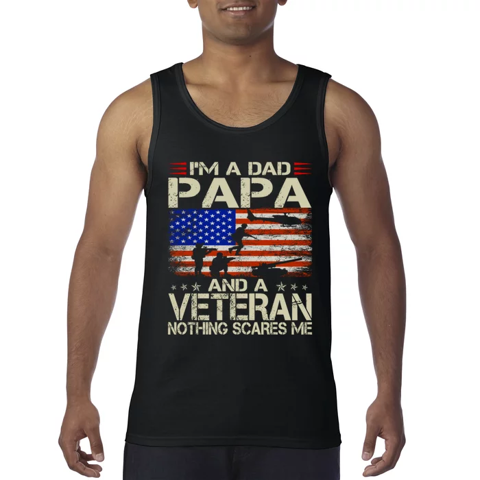 IM A Dad Papa And Veteran Funny Retro Dad Papa Grandpa Tank Top