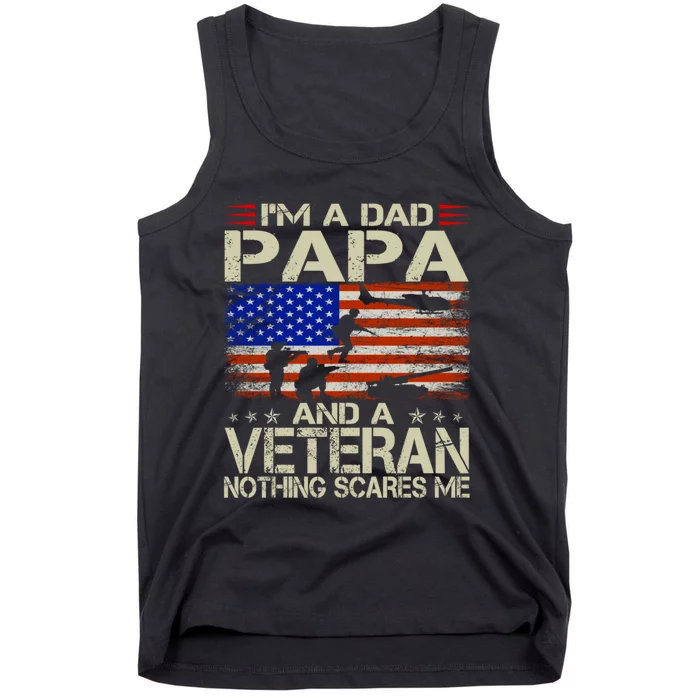 IM A Dad Papa And Veteran Funny Retro Dad Papa Grandpa Tank Top