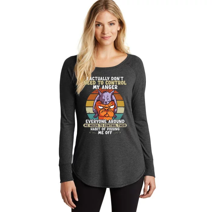 I Actually Dont Need To Control My Anger Cat Dog Women's Perfect Tri Tunic Long Sleeve Shirt