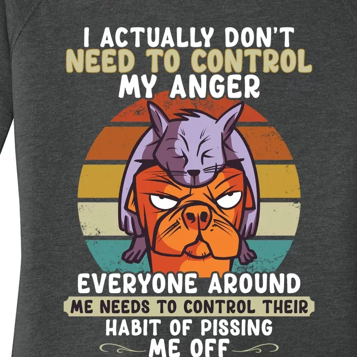 I Actually Dont Need To Control My Anger Cat Dog Women's Perfect Tri Tunic Long Sleeve Shirt