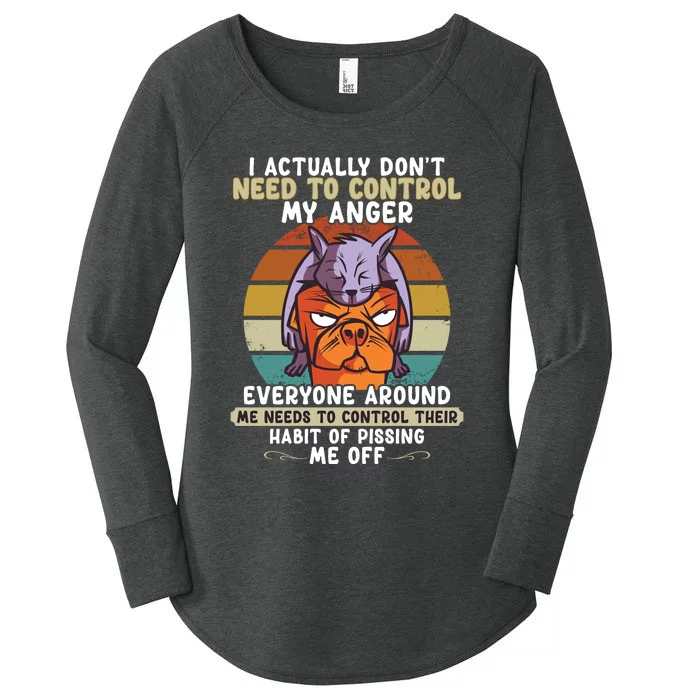 I Actually Dont Need To Control My Anger Cat Dog Women's Perfect Tri Tunic Long Sleeve Shirt