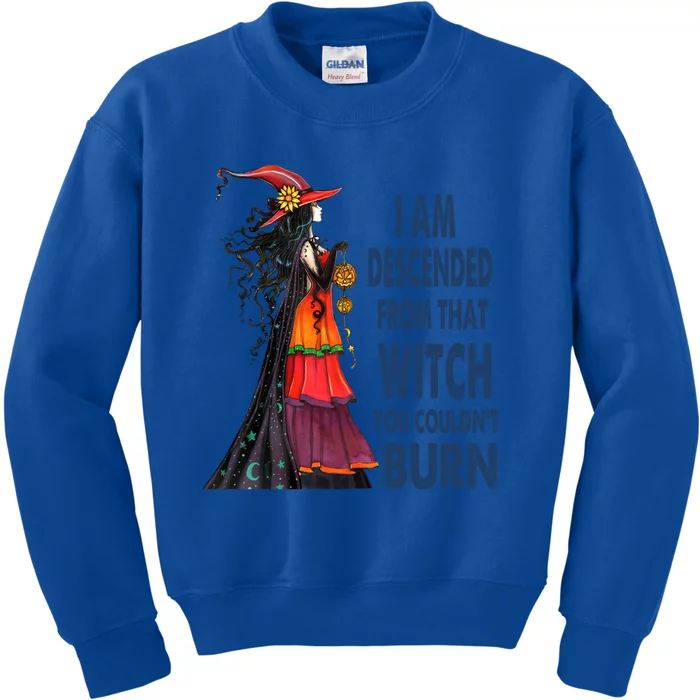 I Am Descended From That Witch You Couldnt Burn Gift Kids Sweatshirt