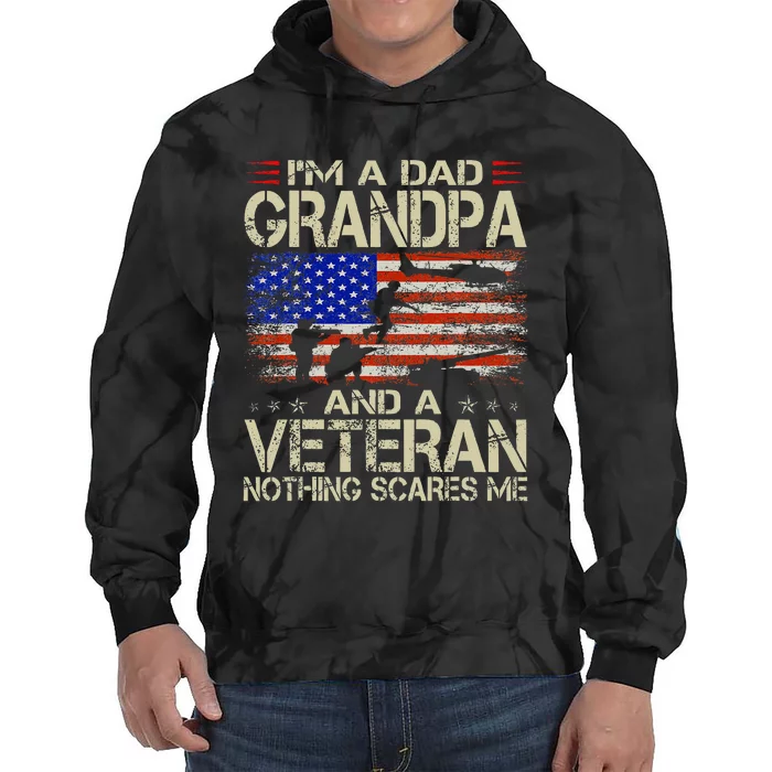 IM A Dad Grandpa And Veteran Retro Papa Grandpa Tie Dye Hoodie