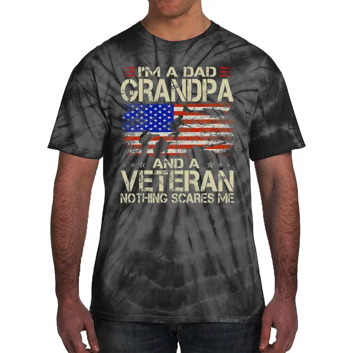 IM A Dad Grandpa And Veteran Retro Papa Grandpa Tie-Dye T-Shirt