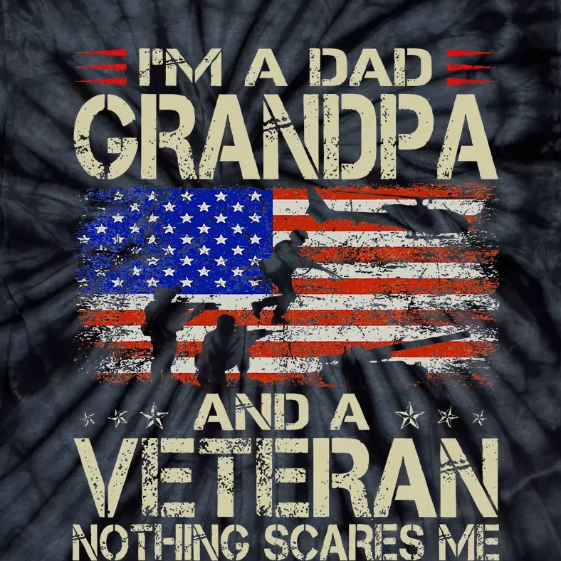 IM A Dad Grandpa And Veteran Retro Papa Grandpa Tie-Dye T-Shirt