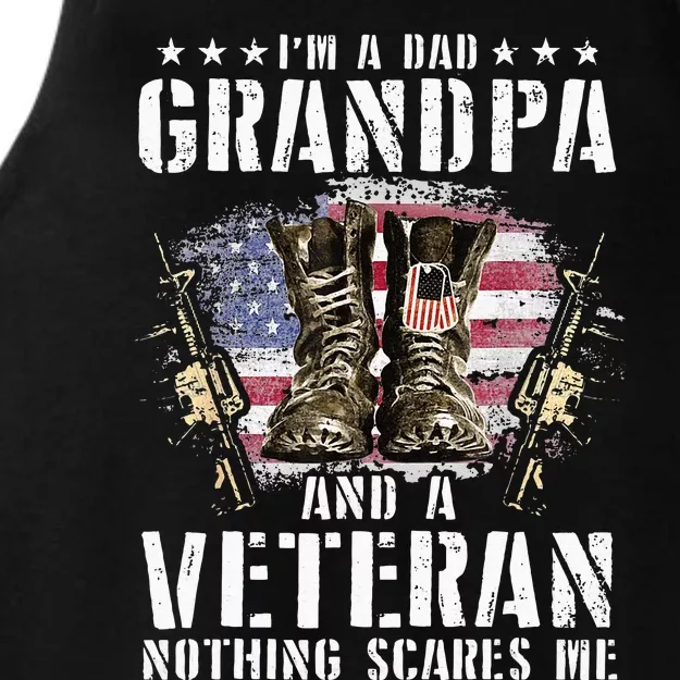 Im A Dad Grandpa And A Veteran Nothing Scares Me Ladies Tri-Blend Wicking Tank