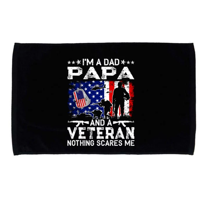 I'm A Dad Papa And Veteran Funny Retro For Papa Grandpa Gift Microfiber Hand Towel