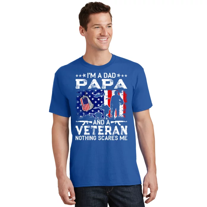 I'm A Dad Papa And Veteran Funny Retro For Papa Grandpa Gift T-Shirt