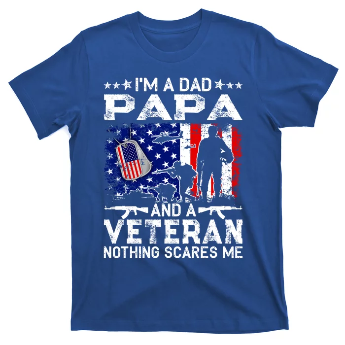 I'm A Dad Papa And Veteran Funny Retro For Papa Grandpa Gift T-Shirt