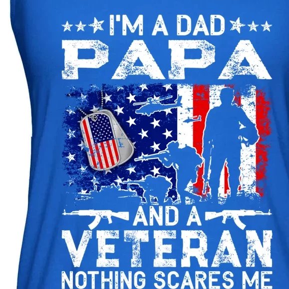 I'm A Dad Papa And Veteran Funny Retro For Papa Grandpa Gift Ladies Essential Flowy Tank