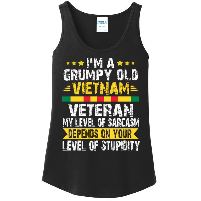 I'm A Dad A Grandpa And A Vietnam Veteran Ladies Essential Tank