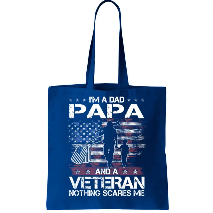 I'm A Dad Papa Veteran Nothing Scares Me Funny Christmas Gift Tote Bag