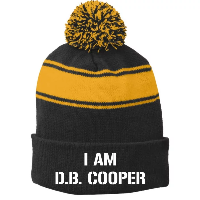 I Am D B Cooper Stripe Pom Pom Beanie