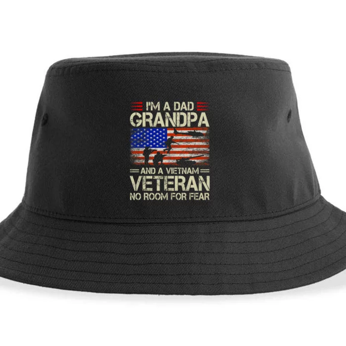 IM A Dad Grandpa And Vietnam Veteran Us Flag Papa Grandpa Sustainable Bucket Hat