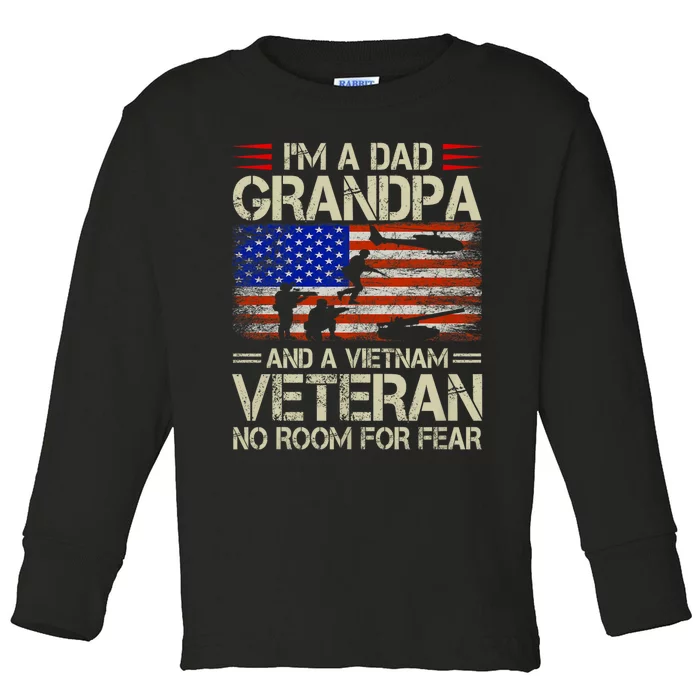 IM A Dad Grandpa And Vietnam Veteran Us Flag Papa Grandpa Toddler Long Sleeve Shirt