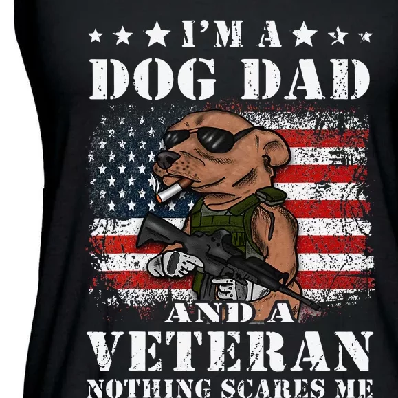 I'm A Dog Dad And A Veteran Nothing Scares Me Dachshund Ladies Essential Flowy Tank