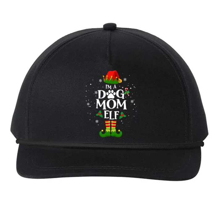 IM A Dog Mom Elf Xmas Matching Family Christmas Pajamas Snapback Five-Panel Rope Hat