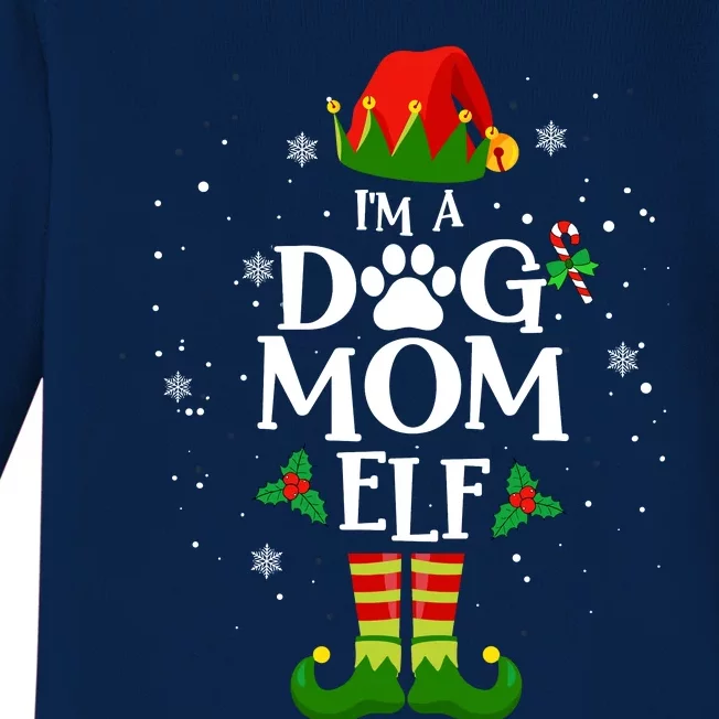 IM A Dog Mom Elf Xmas Matching Family Christmas Pajamas Baby Long Sleeve Bodysuit