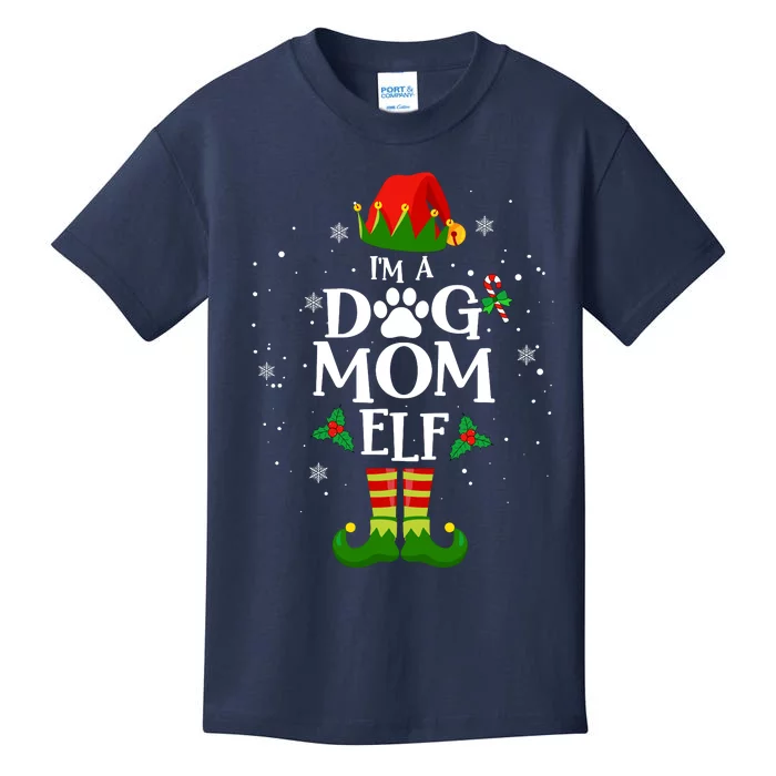 IM A Dog Mom Elf Xmas Matching Family Christmas Pajamas Kids T-Shirt