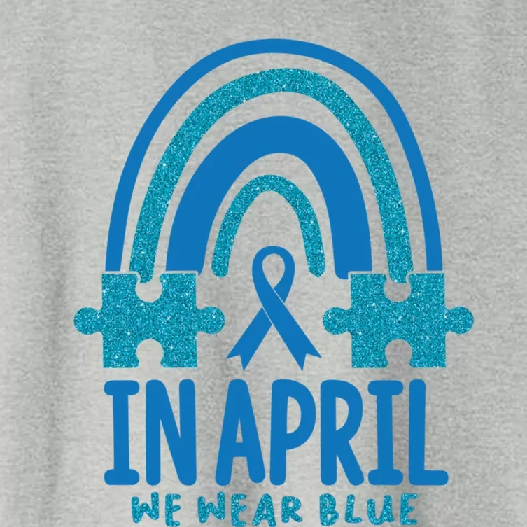 In April Dress In Blue Autism Awareness Month Rainbow Gift Women's Crop Top Tee