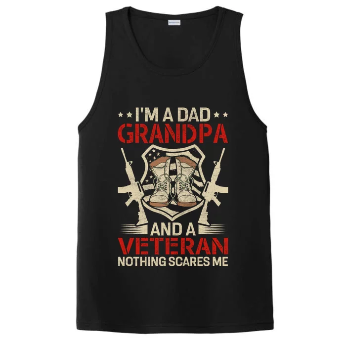 IM A Dad Grandpa And Veteran Funny Retro Papa Grandpa Gifts Performance Tank