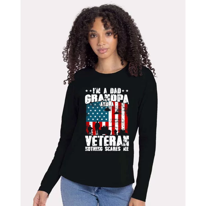 IM A Dad Grandpa And Veteran Fathers Day Papa Grandpa Womens Cotton Relaxed Long Sleeve T-Shirt