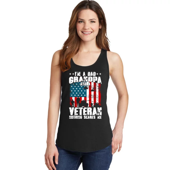 IM A Dad Grandpa And Veteran Fathers Day Papa Grandpa Ladies Essential Tank