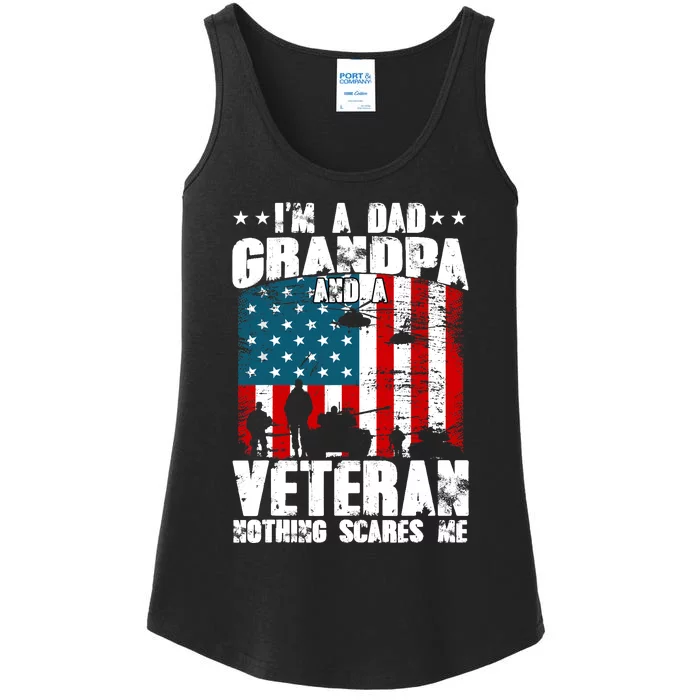 IM A Dad Grandpa And Veteran Fathers Day Papa Grandpa Ladies Essential Tank